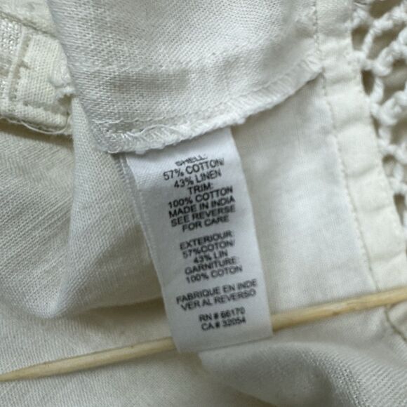 Free People Cotton Linen Embroidered Crochet Fringe Hippy Boho Dress, Sz. 8 - Picture 8 of 13